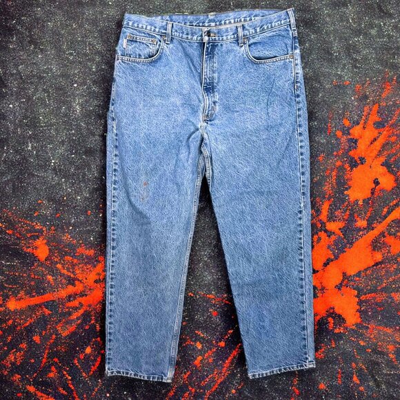 Carhartt Men’s Relaxed Fit Jeans BD0017-M Blue 42 x 32 Blue Work Jeans - Picture 1 of 7